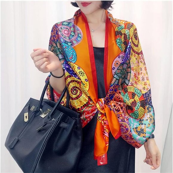 Fashion Scarves Scarf 100% Silk Feeling Scarf Silk Like Scarves Long Lightweight - Picture 3 of 7